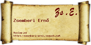 Zsemberi Ernő névjegykártya